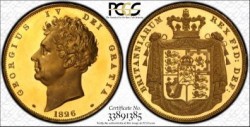 1826年英国ジョージ4世5ポンドプルーフ金貨 PCGS PR63+ DCAM