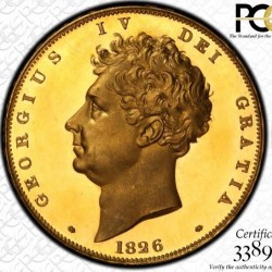 1826年英国ジョージ4世5ポンドプルーフ金貨 PCGS PR63+ DCAM