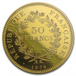 最高鑑定7枚 1978年フランス・ピエフォーG50F (ヘラクレス）大型金貨 NGC PF67 Ultra Cameo