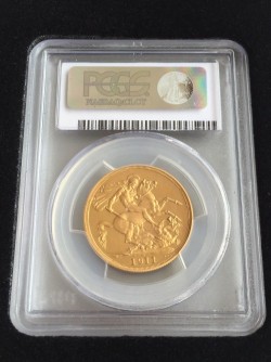 最新の国内相場56万円 1911年英国ジョージ5世2ポンド金貨 PCGS PR64 Cameo（カメオ）