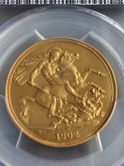 1902年英国エドワード7世2ポンド金貨マットプルーフ PCGS PR63