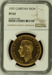 1937年英国ジョージ6世プルーフ金貨セット NGC鑑定