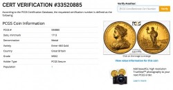 発行数250枚 PCGSの唯一鑑定品 1713年英国アン女王ゴールドメダルPCGS MS62