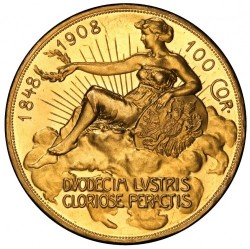 1908年オーストリア100コロナ金貨 雲上の女神 PCGS PR62