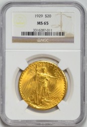 1929年 セントゴーデンズ金貨 NGC MS65