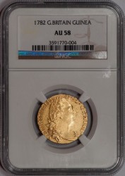 1782年英国ジョージ3世ギニー金貨 NGC AU58