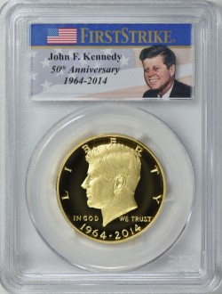 2014 ケネディ大統領50周年記念ハーフダラープルーフ金貨 PCGS PR70DCAM First Strike