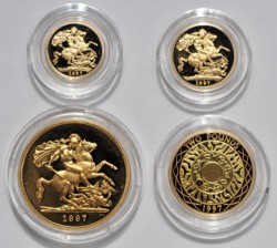 1997年英国 ソブリン プルーフ金貨4枚セット 1997年英国 ソブリン プルーフ金貨4枚セット