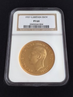 間違いなく国内最安値！！ 1937年英国ジョージ6世5ポンド金貨 NGC PF64