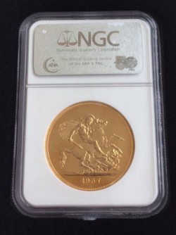 間違いなく国内最安値！！ 1937年英国ジョージ6世5ポンド金貨 NGC PF64