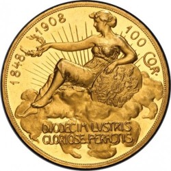 PCGS鑑定14番目の極上品 1908年オーストリア100コロナ金貨 雲上の女神 PCGS PR61