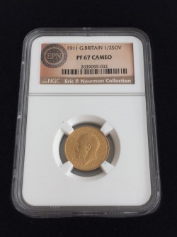 最高鑑定 1911年英国ジョージ5世1/2ソブリン金貨 NGC PR67 CAMEO