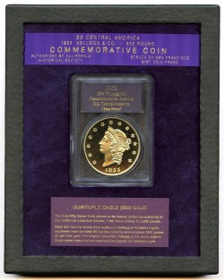 2001年 Kellogg & Co $50 大型金貨 復刻版 セントラルアメリカ号 2001年 Kellogg & Co $50 大型金貨 復刻版 セントラルアメリカ号