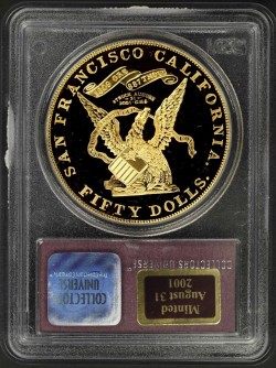 2001年 Kellogg & Co $50 大型金貨 復刻版 セントラルアメリカ号 2001年 Kellogg & Co $50 大型金貨 復刻版 セントラルアメリカ号