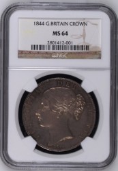 最高鑑定 1枚のみ 1844年英国ヴィクトリア女王 ヤングヘッド クラウン銀貨 NGC MS64 最高鑑定 1枚のみ 1844年英国ヴィクトリア女王 ヤングヘッド クラウン銀貨 NGC MS64