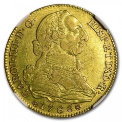 1786年スペイン カルロス3世 4エスクード金貨 NGC AU53