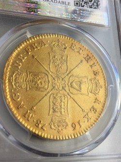 1678/7 英国 チャールズ2世 5ギニー金貨 Elephant & Castle  S-3330 PCGS AU Details