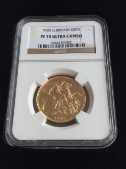 1985年英国3ソブリンプルーフ金貨 NGC PF70UC
