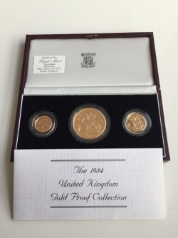5ポンド金貨含む 1984年英国プルーフ金貨3枚セット