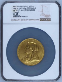 最高鑑定1897年英国ヴィクトリア女王大型ゴールドメダル NGC MS64