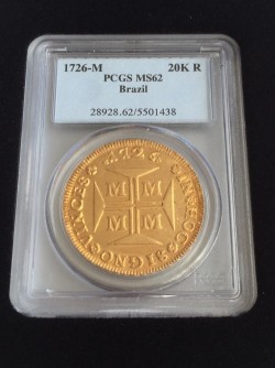 1726年 ブラジル 20000レイス金貨 PCGS MS62