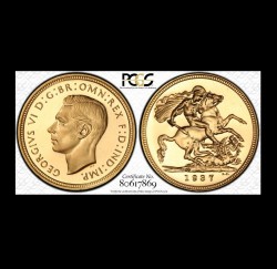 1937年英国ジョージ六世プルーフ金貨4枚 PCGS セット