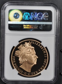 <FONT color=blue>大特価！</FONT>2015年 英国 即位最長記念 5ポンドプルーフ金貨 NGC PF69 Ultra Cameo