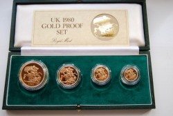 1980年英国ヤングエリザベス プルーフ金貨4枚セット