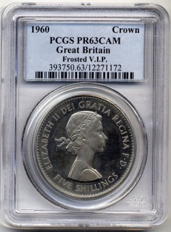 レア度R4 1960年 英国 Frosted VIP Crown PCGS PR62CAM