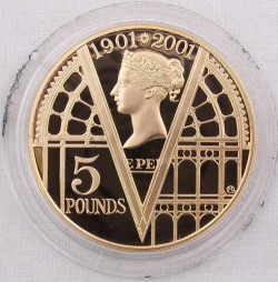 限定200セット 2001年英国イギリス ヴィクトリア 追悼100年記念 5ポンド金貨＆銀貨セット