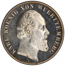 1871年ドイツ・ヴュルテンベルグ 2テーラー銀貨 ウルム寺院修復記念 PCGS PR62DCAM