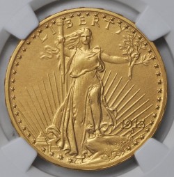 激レア 存在数3枚 最高鑑定 1913年 米国 セントゴーデンズ $20 プルーフ金貨 NGC PF68