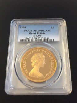 5ポンドプルーフ金貨含む 1984年 英国 3枚プルーフ金貨セット PCGS PR69DCAM