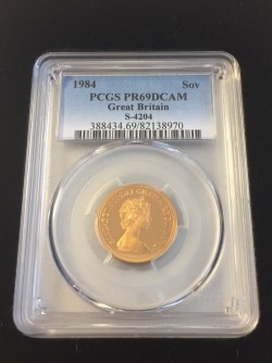 5ポンドプルーフ金貨含む 1984年 英国 3枚プルーフ金貨セット PCGS PR69DCAM