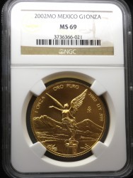 最高鑑定 2002年 メキシカン リベルタード金貨 NGC MS69