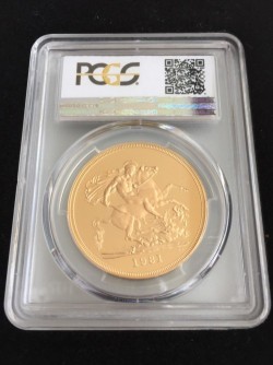 1981年英国 ヤングエリザベス 5ポンドプルーフ金貨 PCGS PR69 DCAM