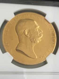 1908年 オーストリア 100コロナプルーフ金貨 雲上の女神 NGC PR61