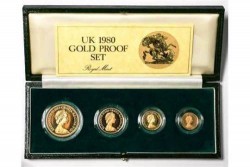 1980年 英国 ヤングエリザベス プルーフ金貨4枚セット