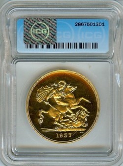 Deep Cameoが130万円を切る価格！ 1937年 英国 ジョージ6世 5ポンド金貨 ICG PR63 Deep Cameo