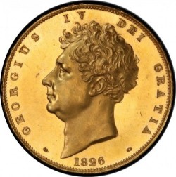 3日間限定 発行枚数150枚のみ PCGS鑑定の激レア 1826年 イギリス・ジョージ4世 5ポンドプルーフ金貨 PCGS PR62CAM