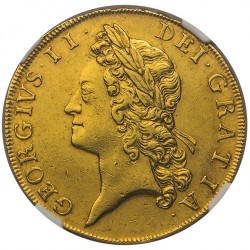 NGCで3番目 1729年 英国 ジョージ2世 5ギニー金貨 NGC AU55