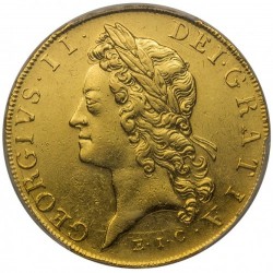 1729年 英国 ジョージ2世 5ギニー金貨 E.I.C. PCGS AU55