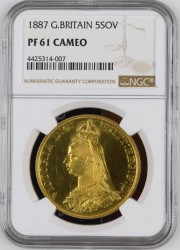 値下げしました 発行わずか797枚! 1887年 英国 ヴィクトリア ジュビリー 5ポンドプルーフ金貨 NGC PF61 CAMEO 値下げしました 発行わずか797枚! 1887年 英国 ヴィクトリア ジュビリー 5ポンドプルーフ金貨 NGC PF61 CAMEO