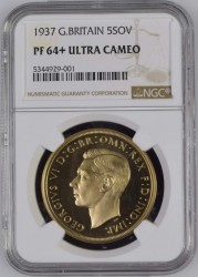 1937年 英国 ジョージ6世 5ポンド金貨 NGC PF64+ Ultra Cameo