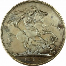 最高鑑定 1893年 英国 ヴィクトリア女王 プルーフクラウン銀貨 PCGS PR67