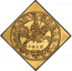 25枚の芸術品！ 1486年 (1953年リストライク）オーストリア 16ダカット大型ゴールドメダル　PCGS MS65