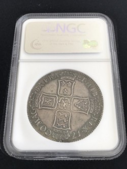 写真追加 1700年 英国 ウィリアム3世 クラウン銀貨 AU55