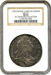 写真追加 1700年 英国 ウィリアム3世 クラウン銀貨 AU55