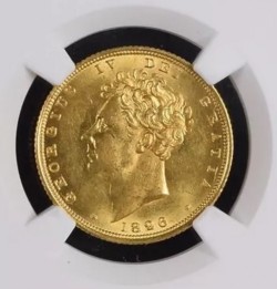 単独の最高鑑定品！ 1826年 英国 ジョージ4世 ソブリン金貨 NGC MS63+