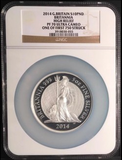 2014年 英国 プレミアム・ブリタニア5オンスプルーフ銀貨 NGC PF70UC